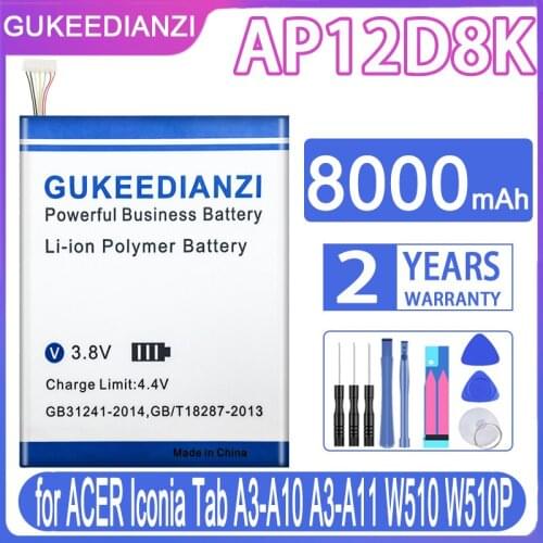 GUKEEDIANZI Replacement Battery AP12D8K 8000mAh for ACER Iconia Tab A3-A10 A3-A11 W510 W510P