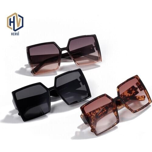 Ultra Big Square Frame Sunglasses Man Fashion Leopard Sun Glasses Brand Designer High Quality Gradient Eyeglasses Unisex