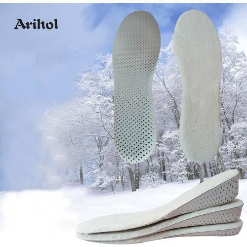 Height Increase Insoles Winter Keep Warm Wool Felt EVA Heel Lift Insert Shoes Pad Shoe Elevator High Increase 2-4 cm