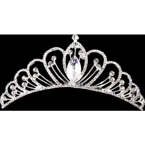 Wedding Bridal Princess Crystal Rhinestone Love Heart Tiara Hair