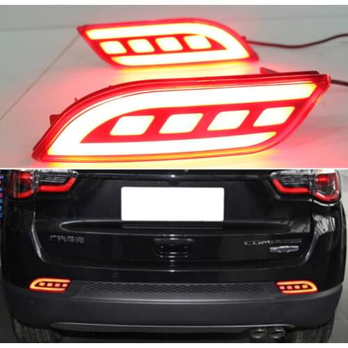 2-in-1 Functions LED Reflector Lamp Rear Fog Lamp Bumper Light Brake Light For Jeep Compass MP M6 2016 - 2020