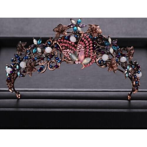 Vintage Bridal Crown Hair Accessories Butterfly Crystal Crown Party Wedding Hair Accessories Princess Crown Bridal Wedding Crown