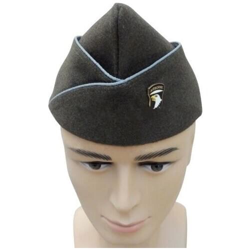 WWII WW2 US ARMY OFFICER PARATROOPER WOOL GARRISON CAP IN SIZES & 101 AIRBORNE BADGE CAP-SOLDIER MILITARY HAT WAR REENACTMENTS