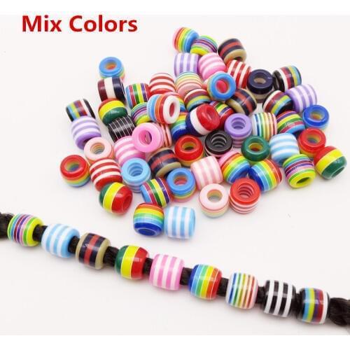 10pcs-30pcs Crochet kids women Braids multi coloured Hair braid Dreadlock Beads rings tube approx 6mm hole for girls Accessories