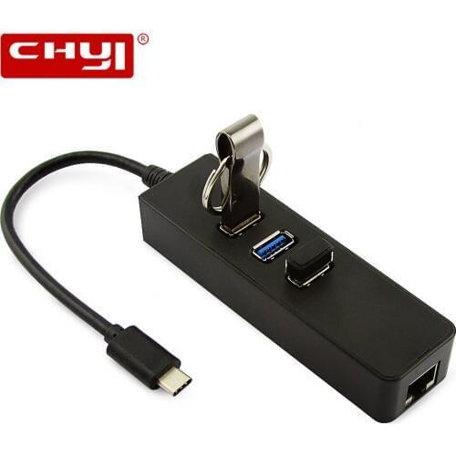 High Speed 3 Ports USB 3.0 Hub 10/100/1000 Mbps to RJ45 Gigabit Ethernet LAN Wired Network Adapter Converter For Windows Mac
