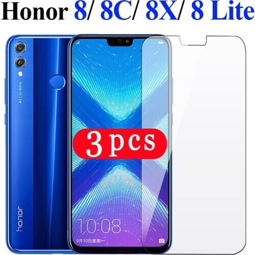 3Pcs tempered glass for huawei honor 8 8A pro lite 8S 8C 8X max phone screen protector protective film smartphone on the glass
