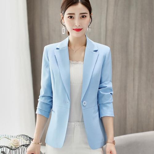 Hiawatha Pink/Yellow/Green/Black Single Button Suit Women Spring Autumn Jacket Office Lady Style Blazer Feminino BL015