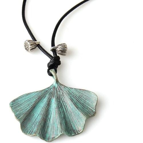 Johnature Metal Necklace Ginkgo biloba Plating Necklace Original 2020 National Style Handmade Women Vintage Sweater Chain