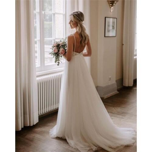 Modest Plus Size Backless Beach Wedding Gowns 2020 A Line Vintage Lace White Tulle Greek Country Boho Vestido De Novia