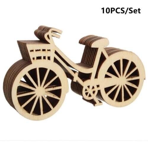 10pcs Wooden Bicycle Bike Cutout Veneers Slices Diy Crafting Ornament Theme Wedding Party Home Decoration Gift Drop Shipping