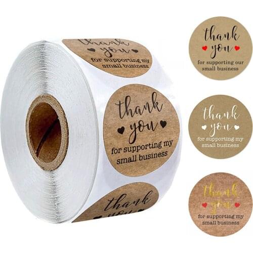 100-500pcs Kraft Paper Label Stickers Self Made with Love Scrapbook Stationery Envelope and Gift Packaging Sticker Manual Making