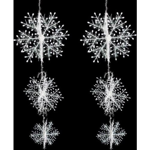 Big Size 12Pcs Christmas Snowflakes Windows Ornaments 2019 Holiday Christmas Tree Decoration Festival Party Home Decor