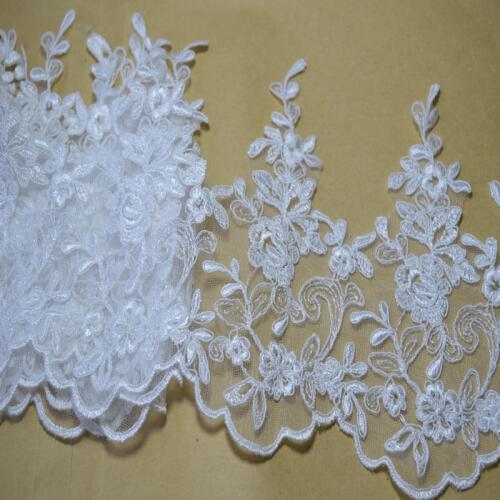 2yds/lot off-white mesh flower Fabric Flower Venise Venice Lace Trim Applique Sewing Craft 17010703