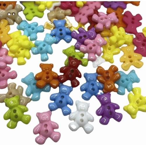 80PCS Mixed colors bear buttons 2 holes cartoon plastic buttons for scrapbooking diy craft decorative accessories wholesale