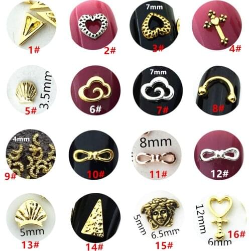 50pcs/pack Japan 3D Nail Art Decorations Metal Nail Accessories Alloy Cross Shell Bow Nail Parts DIY Charm Alloy Nail Supplies