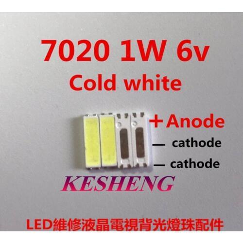 50pz/lotto Jufei SMD LED 7020 6 V 1 W 160mA 84LM bianco Freddo per la TV Retroilluminazione