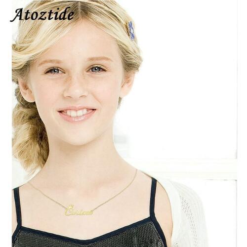 Atoztide 2019 Customized Fashion Stainless Steel Name Necklace For Baby&Kids Personalized Letter Gold Choker Necklace Gift