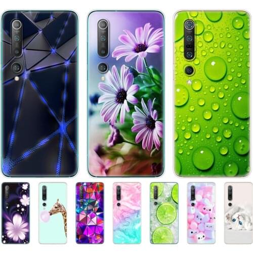 For Xiaomi Mi 10 Case Soft TPU Phone Cover For Xiaomi Mi 10 Pro Mi10 Silicon Shell Bumper Etui 6.67" Cat Tiger Fower Butterfly