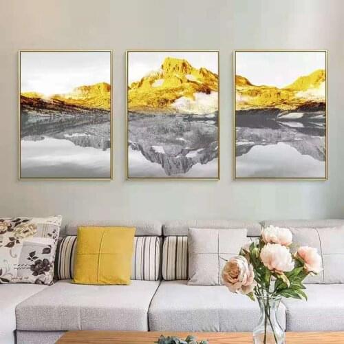 Living Room Decoration Paintings Backed By Jinshan Paintings, Triptych Landscape Paintings, Dining Room Murals