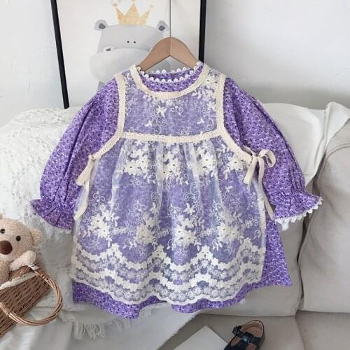 Spring Kids Baby Girls Princess Wind Dresses For Girls Floral Dresses Autumn Cute Kids Girl Dress Girls Long Sleeve Dress