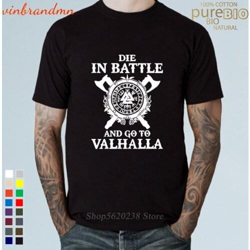 Die In Battle And Go To Valhalla Norse Mythology God Valkyrie Viking Raven Nordic Thor T-Shirt Cotton Harajuku T Shirts for men