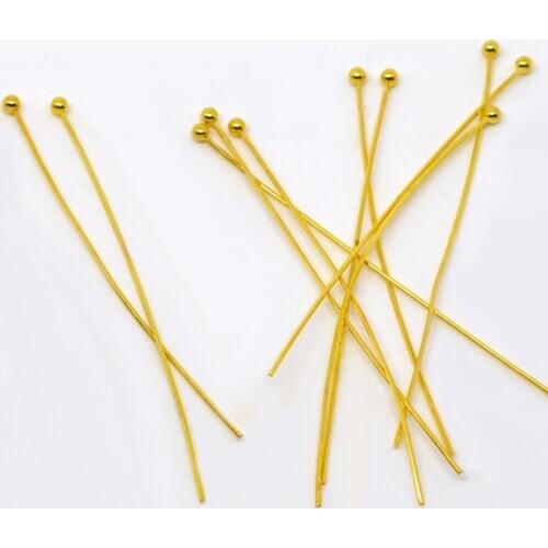 DoreenBeads Copper Ball Head Pins Gold Color DIY Making Earrings Handmade Jewelry Gifts 5cm(2") long, 0.5mm (24 gauge), 300 PCs