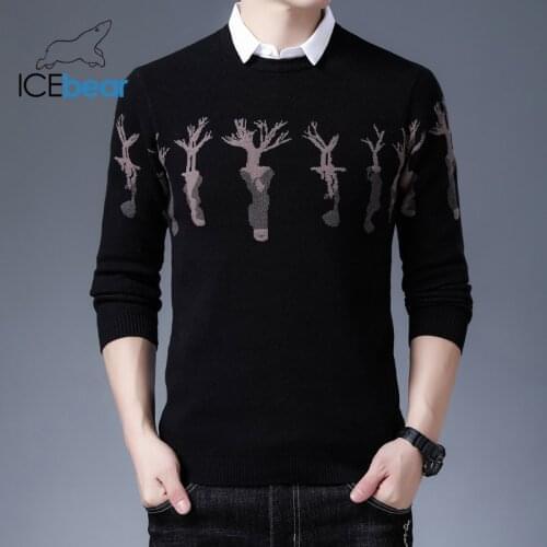 ICEbear 2021 Fall New Products Mens Long Sleeve Shirt Collar Pullover Sweater Business Casual Mens Wear 1927