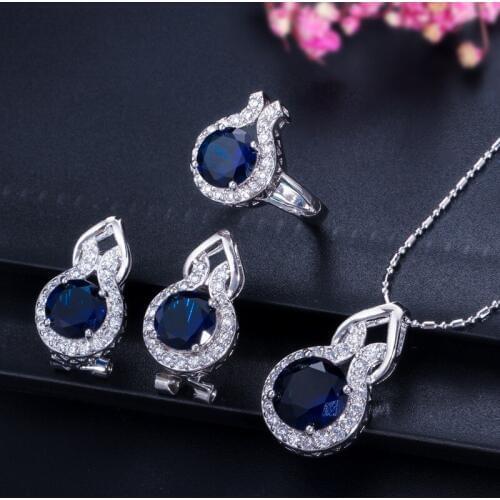 S925 Sterling Silver AAA Zircon Necklace Earring Ring Jewelry Set Engagement Wedding Fashion Simple Zircon Jewelry