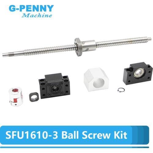 SFU1610 Ball screw kit 16mmlead 10mm RM1610 Rolled ball screw C7 type with single Ball nut + nut housing+1set BKBF12 end support