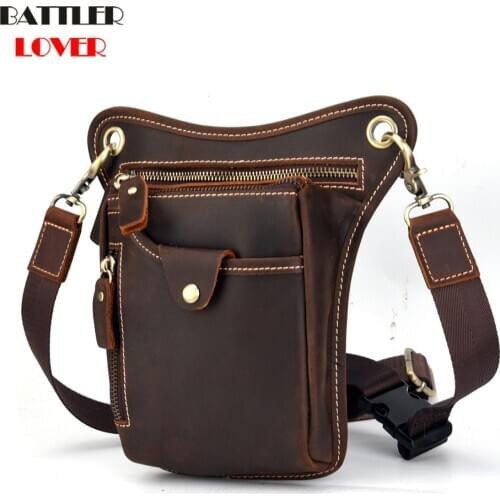 Leather Rivet Women Drop Leg Bag Steampunk Retro Rock Waist Belt Bag Men Motorcycle Crossbody Shoulder Bags Phone Pouch Vintage