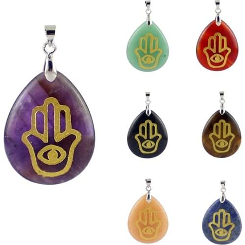 Natural Stone Obsidian Pendant Crystal Jewelry Jain Jewelry Turkish Blue Eyes Creative Buddhist Supplies DIY Necklace Ornament