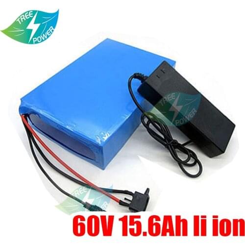 60V 15.6Ah Lithium-ion Battery 15Ah BMS for two Wheel Foldable citycoco escooter bike 1500w 750w Replacement +2A charger