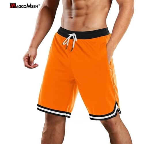MAGCOMSEN Mens Running Athletic Shorts Quick Dry Mesh Basketball Workout Gym Shorts Zipper Pockets Summer Joggers Casual Shorts