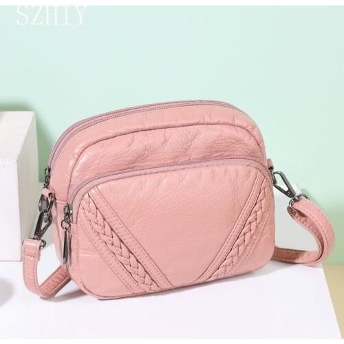 Mini Crossbody Bag for Women Vintage Soft Washed Pu Leather Shoulder Multiple Pocket 2021 Designer New Small Phone Purses Malas
