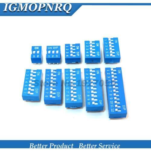 10pcs Slide Type Switch Module 1 2 3 4 5 6 7 8 10 12PIN 2.54mm Position Way DIP Pitch Toggle Switch Blue Snap Switch Dial Switch