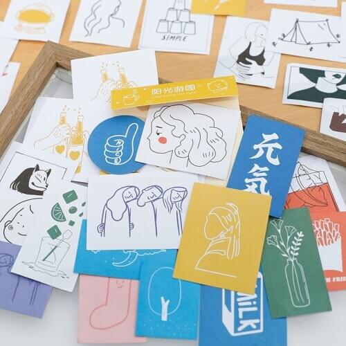 40pcs/Box Cute Art Of Life Series Stickers Scrapbook Writable Kawaii Stickers DIY Notebook Stationery School Supplies