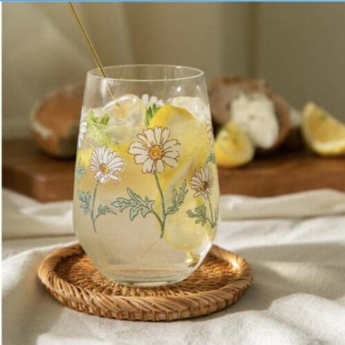 New Style 400Ml Printing Wine Glass Multi-Purpose Fashion Ice Coffee Cup Soda Water Beverage Cup Milk Juice Flat Cup Tumbler MJ