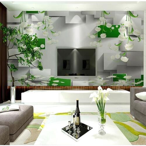 Beibehang white floral wallpaper home decor murals wallcovering papel de parede 3d TV background 3d room wallpaper landscape
