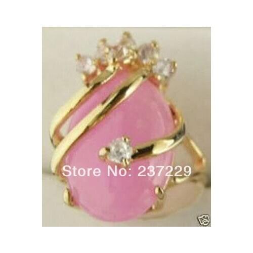 Wholesale price Wonderful charming pink jade womans rings