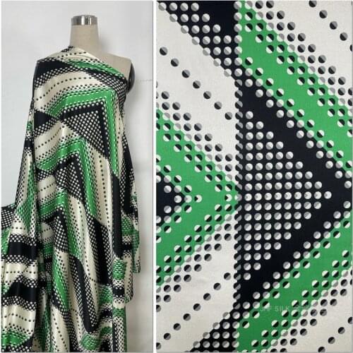 1 Meter Stripes Triangle Natural Silk Fabric Cheongsam Shirt Dress Printing Fashion Stretch Satin Wave Dot Diagonal