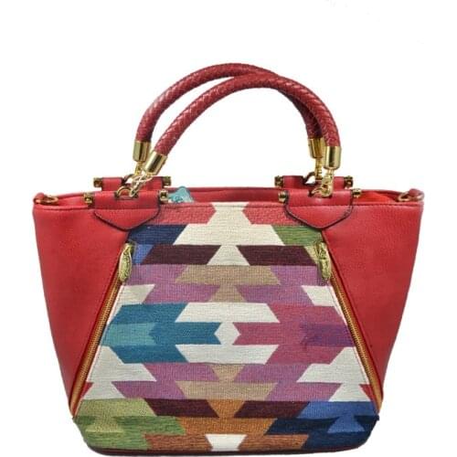 Mixed Patterned Weaving Lady, Top Handle, Shoulder Bag