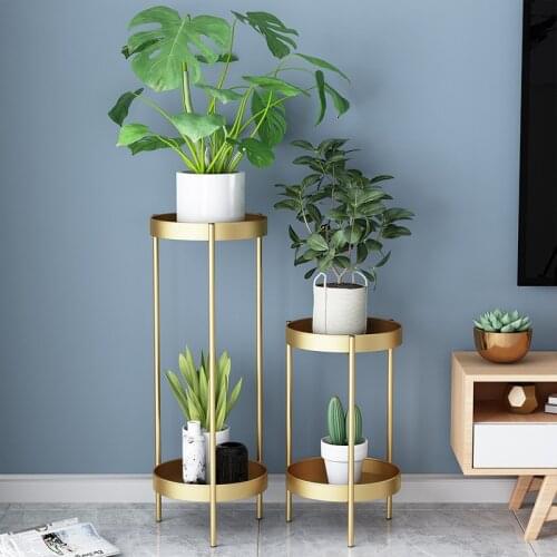 50cm Household Indoor Plant Stand Flowerpot Holder For Home Decor Holder Home Garden Indoor Display Plant Stand Shelf - Golden