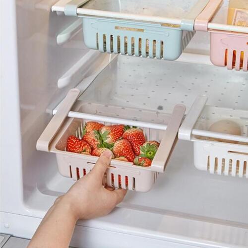 Adjustable Stretchable Refrigerator Organizer Drawer Basket Refrigerator Pull-out Drawers Fresh Spacer Layer Storage Rack