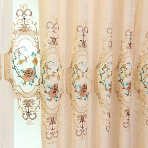 European Style Curtains for Living Dining Room Bedroom Chenille Embroidery Curtains Morden Tulle Finished Product Customization