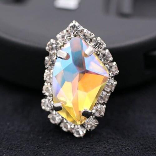 K9 Light of heaven glass rhinestones sew on sliver base crystal button with claw diy wedding decoration/clothing Accessories