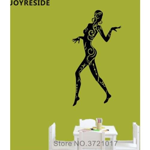 JOYRESIDE Girl Dancer Wall Decal Dance Woman Wall Sticker African Style Vinyl Decor Home Rooms Modern Interior Design Mural A824