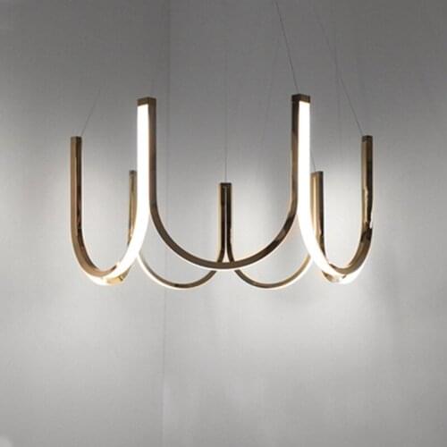 Nordic LED Chandelier U-SERIES Creative Designer Model Room Light Luxury Living Room Dining Room Bedroom Light Fixtures 220V