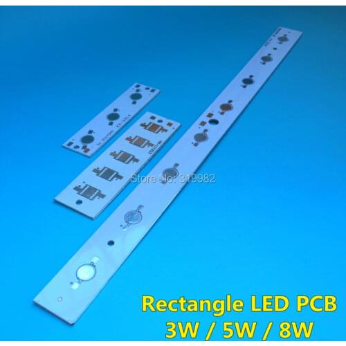 LED Rectangle aluminium base plate 3W 5W 8W high power Lumen LEDs radiator for LED Lamp chip White PCB Board