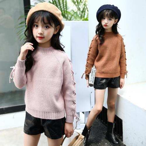 2019 Autumn Winter Girls Sweaters Children Clothing Kids Clothes Fashion Sweater For Girls Clothes Pullovers 2 Colors 4-15Y