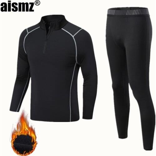Aismz Winter Thermal Underwear Men & Boy Warm First Layer Sport Rashgard Fleece Compression Quick Drying Second Skin Long Johns